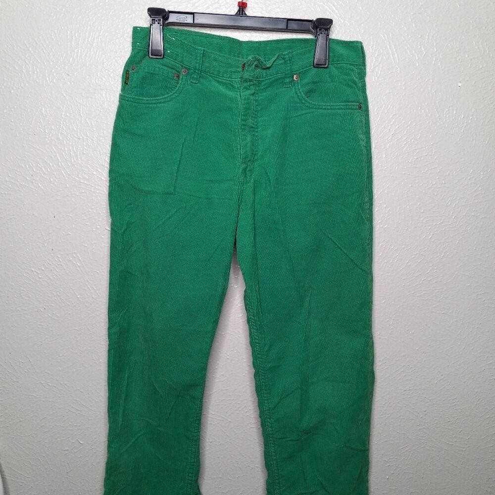 Vtg Y2K Polo Ralph Lauren Green Corduroy Pants 34 USA Scovill Zipper 90s Andrew
